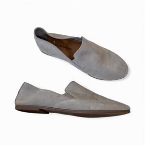 Lucky Brand Grey Suede Slip On Loafer Flats Womens 7.5 Comfort Shoes Fall Preppy